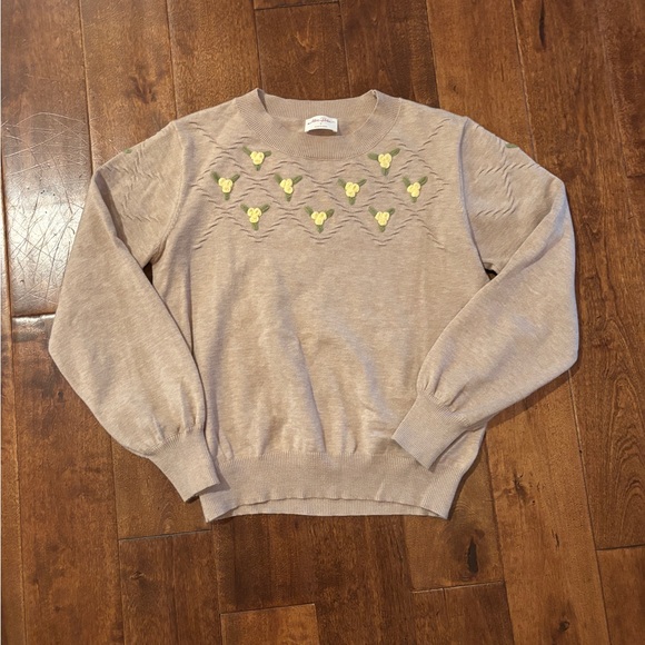 Allie Rose Sweaters - Elegant Beige Sweater with Yellow Accents